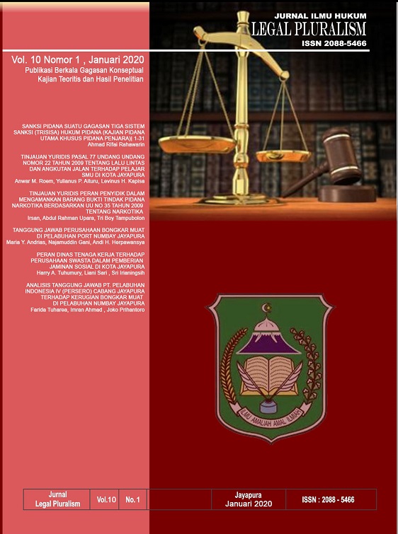 					View Vol. 11 No. 2 (2021): Legal Pluralism : Jurnal Ilmu Hukum
				